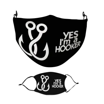 Yes i am Hooker, Μάσκα υφασμάτινη Ενηλίκων πολλαπλών στρώσεων με υποδοχή φίλτρου