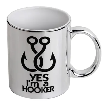 Yes i am Hooker, Mug ceramic, silver mirror, 330ml