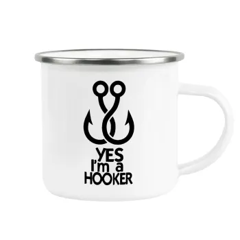 Yes i am Hooker, Κούπα Μεταλλική εμαγιέ λευκη 360ml