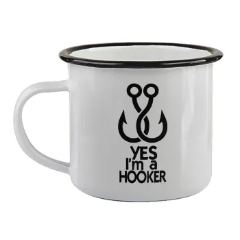 Yes i am Hooker, Κούπα εμαγιέ με μαύρο χείλος 360ml