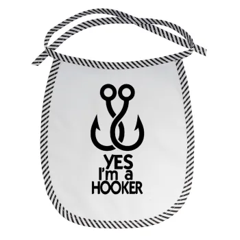 Yes i am Hooker, Σαλιάρα μωρού αλέκιαστη με κορδόνι Μαύρη