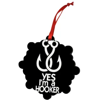 Yes i am Hooker, Christmas ornament snowflake wooden 7.5cm