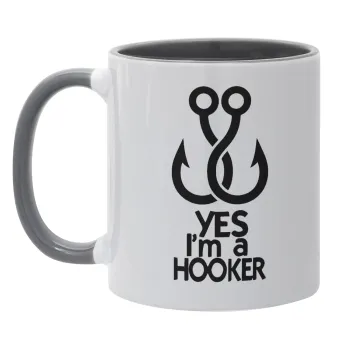 Yes i am Hooker, Mug colored grey, ceramic, 330ml