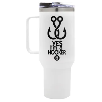 Yes i am Hooker, Mega Tumbler με καπάκι, διπλού τοιχώματος (θερμό) 1,2L