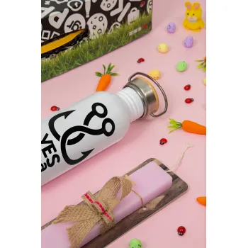 Yes i am Hooker, Easter Set, SS Metallic water bottle (620ml, stainless steel) & scented flat Easter candle (30cm) (PINK)