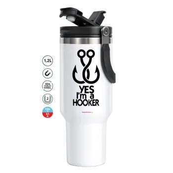 Yes i am Hooker, Mega Tumbler με καπάκι, διπλού τοιχώματος (θερμό) 1,2L