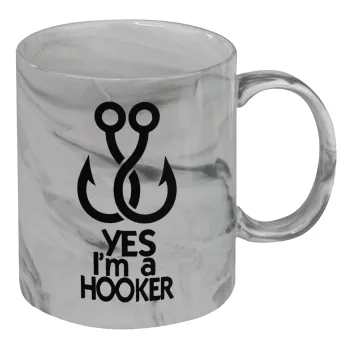 Yes i am Hooker, Κούπα κεραμική, marble style (μάρμαρο), 330ml