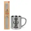 Easter Set, metallic thermal cup (300ml) & Easter aromatic flat candle (30cm) (GRAY)