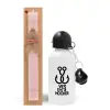 Easter Set, metallic aluminum bottle (500ml) & aromatic flat Easter candle (30cm) (PINK)