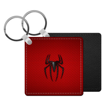 Άνθρωπος αράχνη, Μπρελόκ Δερματίνη, τετράγωνο ΜΑΥΡΟ (5x5cm)