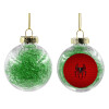 Transparent Christmas tree ball ornament with green filling 8cm