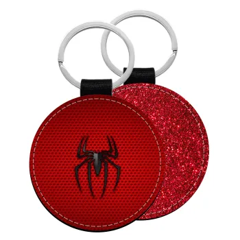 Άνθρωπος αράχνη, Μπρελόκ Δερματίνη, στρογγυλό ΚΟΚΚΙΝΟ (5cm)