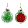 Transparent Christmas tree ball ornament with green filling 8cm