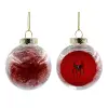 Transparent Christmas tree ball ornament with red filling 8cm