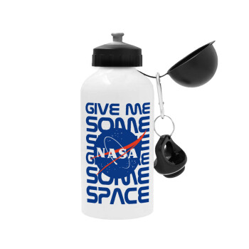 NASA give me some space, Metal water bottle, White, aluminum 500ml