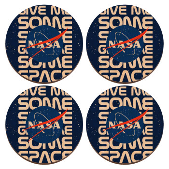 NASA give me some space, ΣΕΤ x4 Σουβέρ ξύλινα στρογγυλά plywood (9cm)