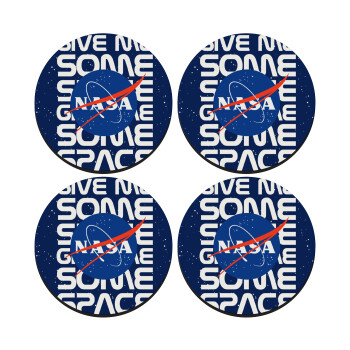 NASA give me some space, ΣΕΤ 4 Σουβέρ ξύλινα στρογγυλά (9cm)