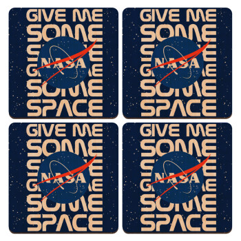 NASA give me some space, ΣΕΤ x4 Σουβέρ ξύλινα τετράγωνα plywood (9cm)