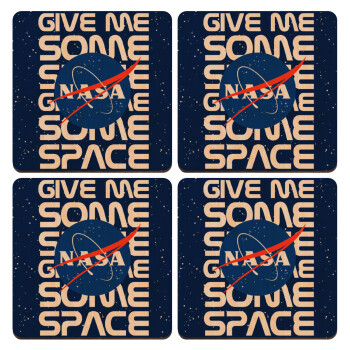 NASA give me some space, ΣΕΤ x4 Σουβέρ ξύλινα τετράγωνα plywood (9cm)