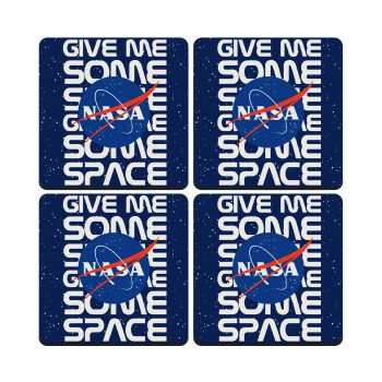 NASA give me some space, ΣΕΤ 4 Σουβέρ ξύλινα τετράγωνα (9cm)