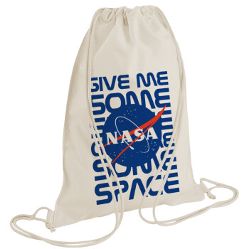 NASA give me some space, Backpack bag GYMBAG natural (28x40cm)