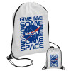 NASA give me some space, Τσάντα πουγκί με μαύρα κορδόνια 45χ35cm (1 τεμάχιο)