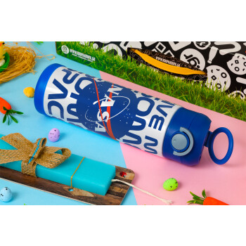 NASA give me some space, Easter candle, Childrens hot water bottle, stainless steel, with safety straw, BLUE (500ml)