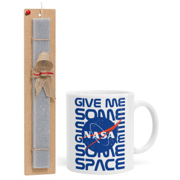 NASA give me some space, Πασχαλινό Σετ, Κούπα κεραμική (330ml) & πασχαλινή λαμπάδα αρωματική πλακέ (30cm) (ΓΚΡΙ)