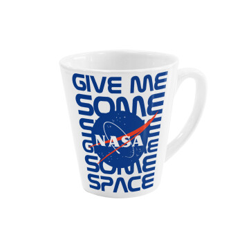 NASA give me some space, Κούπα κωνική Latte Λευκή, κεραμική, 300ml