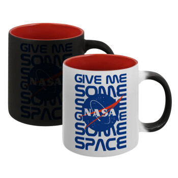 NASA give me some space, Κούπα Μαγική εσωτερικό κόκκινο, κεραμική, 330ml που αλλάζει χρώμα με το ζεστό ρόφημα (1 τεμάχιο)