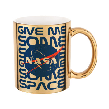 NASA give me some space, Κούπα κεραμική, χρυσή καθρέπτης, 330ml