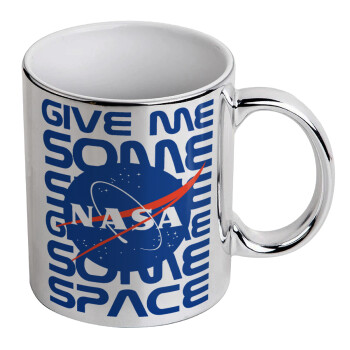 NASA give me some space, Κούπα κεραμική, ασημένια καθρέπτης, 330ml