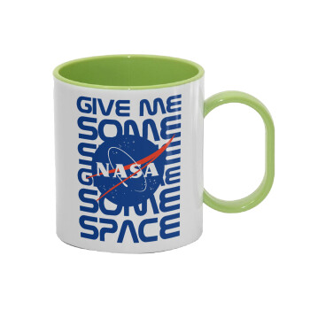 NASA give me some space, Κούπα (πλαστική) (BPA-FREE) Polymer Πράσινη για παιδιά, 330ml