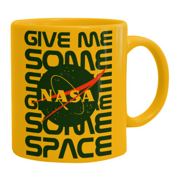 NASA give me some space, Ceramic coffee mug yellow, 330ml (1pcs)
