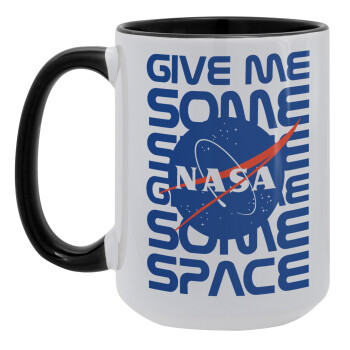 NASA give me some space, Κούπα Mega 15oz, κεραμική Μαύρη, 450ml