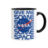 NASA give me some space, Κούπα χρωματιστή μαύρη, κεραμική, 330ml