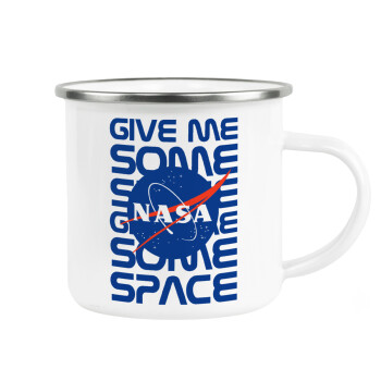 NASA give me some space, Κούπα Μεταλλική εμαγιέ λευκη 360ml