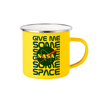 NASA give me some space, Yellow Enamel Metallic Cup 360ml