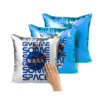 NASA give me some space, Μαξιλάρι καναπέ Μαγικό Μπλε με πούλιες 40x40cm περιέχεται το γέμισμα