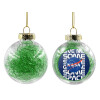 Transparent Christmas tree ball ornament with green filling 8cm