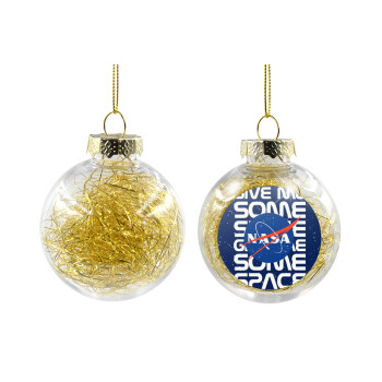 NASA give me some space, Χριστουγεννιάτικη μπάλα δένδρου διάφανη με χρυσό γέμισμα 8cm