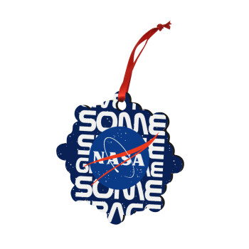 NASA give me some space, Χριστουγεννιάτικο στολίδι snowflake ξύλινο 7.5cm