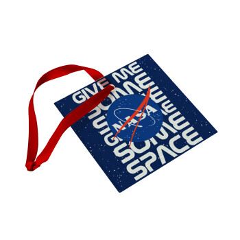 NASA give me some space, Χριστουγεννιάτικο στολίδι γυάλινο τετράγωνο 9x9cm