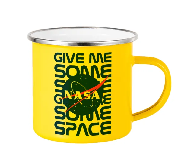 NASA give me some space — Yellow Enamel Metallic Cup 360ml