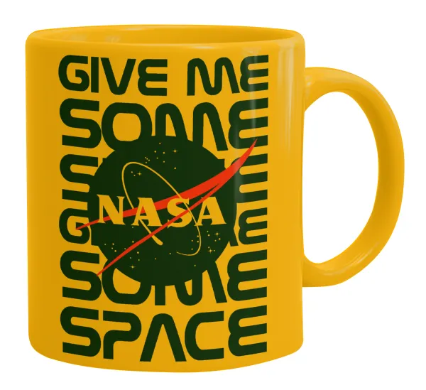NASA give me some space — Ceramic coffee mug yellow, 330ml