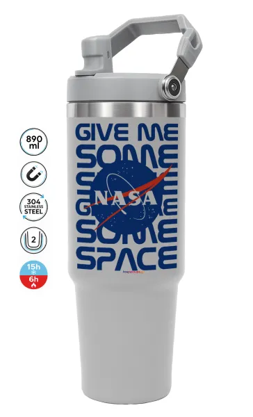 NASA give me some space — GREY Travel Tumbler with Handle 890ml
