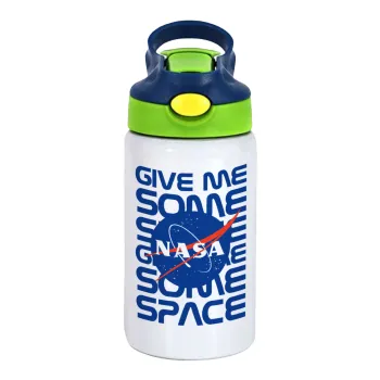 NASA give me some space, Παιδικό παγούρι θερμό, ανοξείδωτο, με καλαμάκι ασφαλείας, πράσινο/μπλε (350ml)