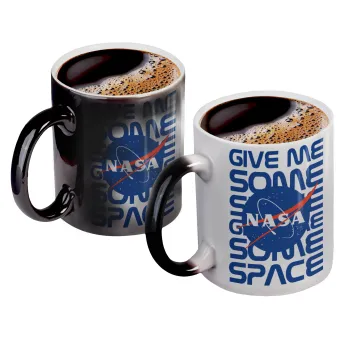 NASA give me some space, Color changing magic Mug, ceramic, 330ml when adding hot liquid inside, the black colour desappears (1 pcs)