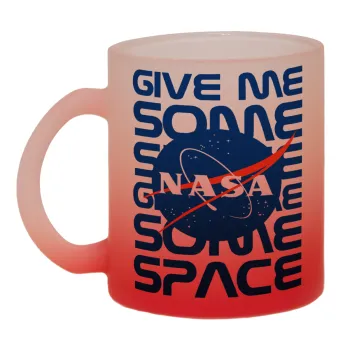 NASA give me some space, Κούπα γυάλινη δίχρωμη με βάση το κόκκινο ματ, 330ml