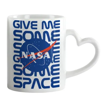 NASA give me some space, Mug heart handle, ceramic, 330ml